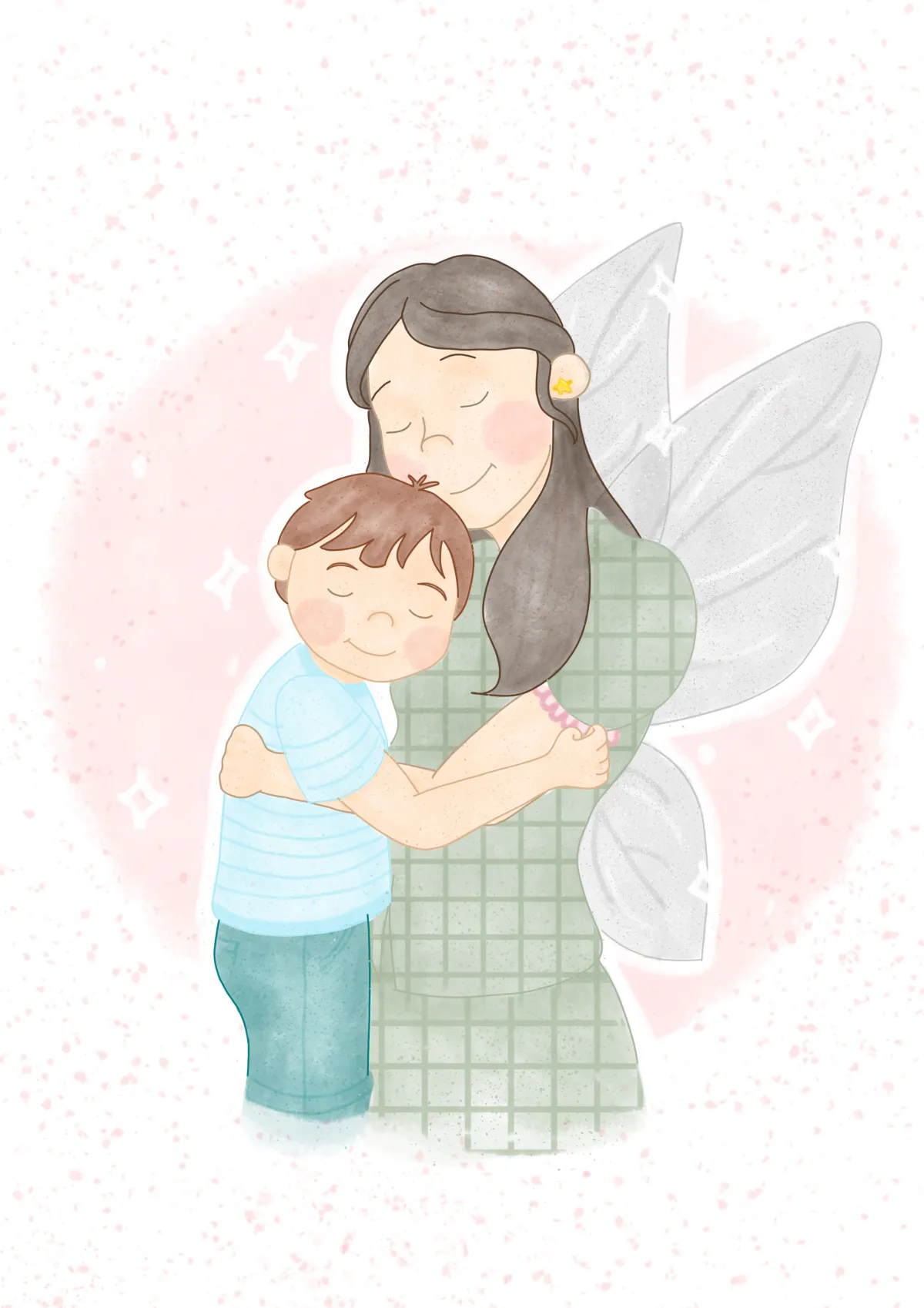 Abrazo cálido entre guía y niño - apoyo y comprensión